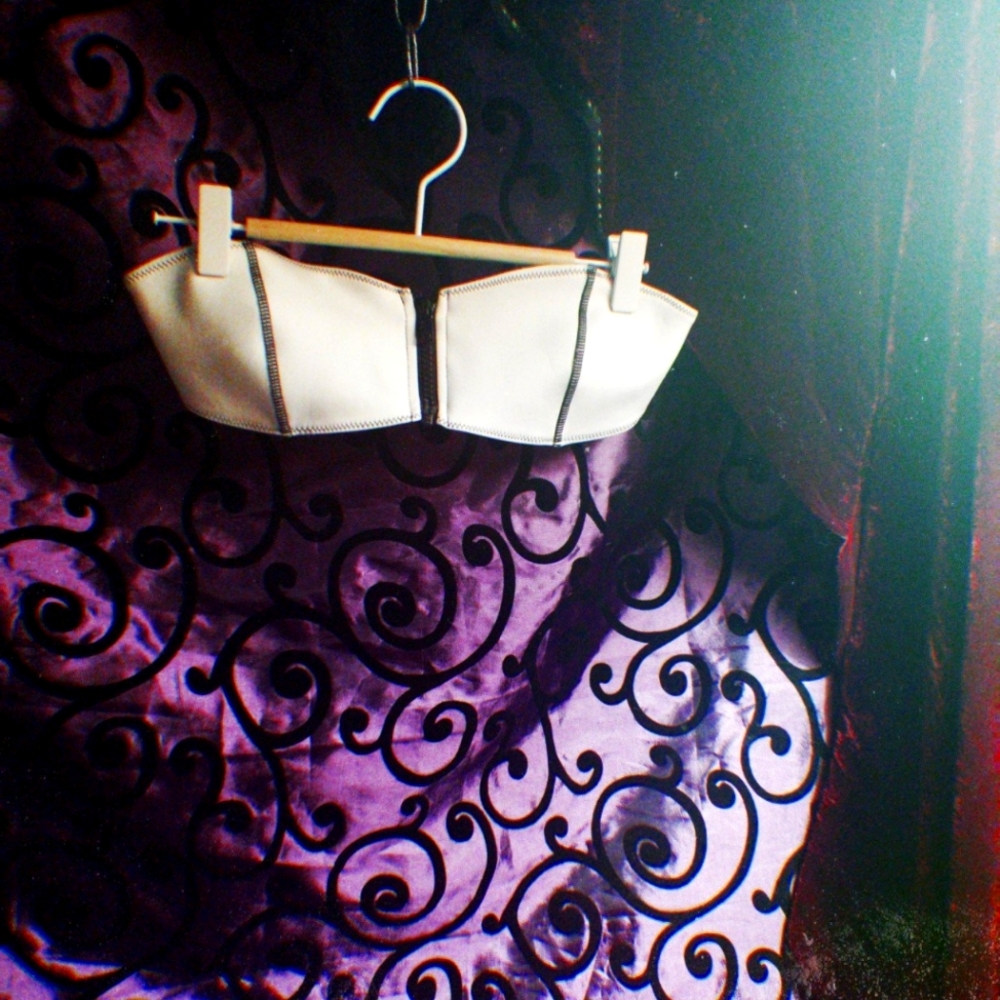 Neoprene White Strapless Swimsuit Bralette